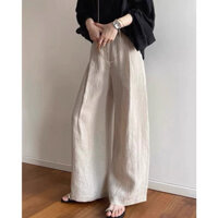 Quần ống suông Linen màu kem muối tiêu