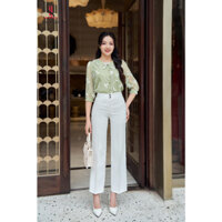 Quần ống suông nữ công sở tôn dáng, vải trượt sọc mềm mịn không nhăn nhàu, quần dáng đứng Lee Shines