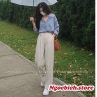 Quần Ống Suông Nữ Nắp Túi  Vải Ruby - Quần Ống Suông Culottes- Quần Ống Rộng - Quần vải ruby