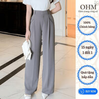 Quần ống suông OHM Q17 quần ống rộng túi chéo cắt moi quần công sở nữ 2024