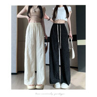 Quần ống suông, quần ống rộng chất liệu lụa đính kim sa bling ling hoạ tiết rách thiết kế lưng cao kèm dây rút