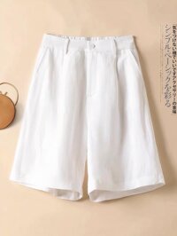quần ống suông - quần ống rộng lửng nhật chất đũi mềm mát - Trắng - M