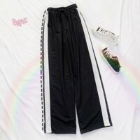 Quần ống suông , quần ống rộng , quần nữ chất thun dày mịn 1 sọc - ĐEN - M