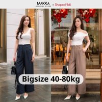 Quần ống suông thiết kế MAKKA quần ống rộng kẻ sọc cạp cao phối dây phong cách Hàn Quốc 9003