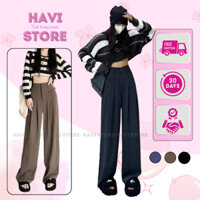 Quần ống suông túi ngang chất ruby cao cấp Hàn Quốc, quần ống đứng nữ lưng cạp cao hack dáng, M022, Havi Store