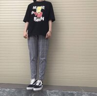 Quần Plaid Pants Caro Xám Trắng  Quần Baggy Ca rô Xanh Đen - Xám Trắng - Size M