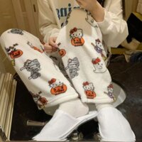 Quần Pyjama sang trọng bí ngô Hello Kitty Quần ấm áp tại nhà