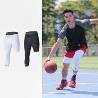 Quần Redikick Combat Compression Pants Legging lệch bên chơi Bóng đá Bóng rổ Bóng chuyền Tennis Gym - Đen ngắn - trái - L