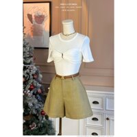 Quần Short 3 màu / Rêu Trắng Đen - Áo Thun Cách Điệu Ngực / Trắng Đen Đỏ