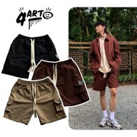 Quần short 4ART CARGO Vải Kaki Lưng Chun Form Basic Tui may nổi Unisex