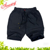 Quần short Amazing, vải bố lưng thun dây rút, phong cách thể thao unisex, có size đại - Đen 2991 - 33