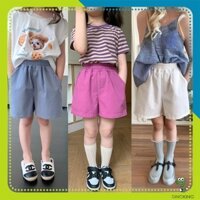 Quần short bé gái kaki DINOKING Quần đùi cho bé mùa hè ống rộng Hàn Quốc sooc trẻ em 3 - 9 tuổi QS18