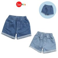 Quần short bé gái SUNKIDS, quần sooc bé gái chất jean mềm mát , size 10-16 tuổi
