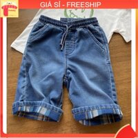 Quần short bé trai 5-14 tuổi vải jean hãng IPY lật gấu, Quần bò cho bé cao cấp kiểu dáng thời trang