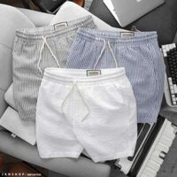 Quần Short Biển Form Relaxed Karon, họa tiết sọc đứng, chất vải linen mềm thoáng mát