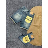 Quần short bò nam BoBoMen chất jean màu xanh mài bụi co giãn phom slimfit cào xước túi hậu thiết kế trẻ trung