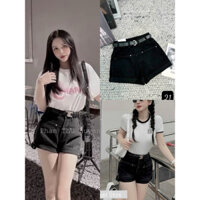 Quần Short Bò Nữ, Quần Đùi Jeans Nữ Mix 2 Túi Gập Gấu Cạp Cao Hách Dáng Dễ Phối Đồ CHOUSTORE