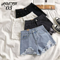 Quần Short Bò Nữ Rách - Quần Short Jeans Nữ Rách Denim Thiết Kế Sooc Rách Cá Tính Phong Cách Hàn Quốc