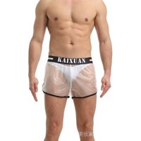 Quần short bơi PVC trong suốt cho nam giới châu Âu và Mỹ, quần boxer sexy, thời trang, rộng rãi RKNR