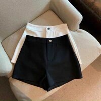 Quần short cạp nhảy dance vải thun thể thao mặc nhà đen ngắn, quần đùi nữ lưng cao