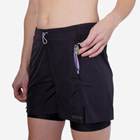 Quần short chạy bộ 2 trong 1 run dry 500 cho nữ đen DECATHLON KALENJI mã 8755272