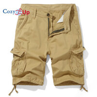 Quần short chở hàng thông thường bằng vải Cotton nhiều túi nhẹ ấm cúng dành cho nam, Quần short Camo chéo ngoài trời có túi dây kéo (Không có thắt lưng)