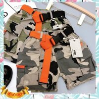 Quần short cho trai 1-6 tuổi túi hộp rằn ri, Quần kaki trẻ em kiểu dáng khỏe khắn thời trang