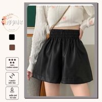 Quần Short da nữ , Quần Short cạp cao lưng chun dáng xòe HIJUNE QS04