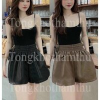 Quần Short Da Nữ Thời Trang - Quần Sóc Da Cạp Chun To Dáng Xòe Hàng Cao Cấp