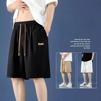 Quần short dây rút ghi nhãn mùa hè nam nửa quần co giãn