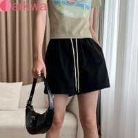Quần short dây rút lưng cao DARKWA dành cho học sinh thông thường màu trơn