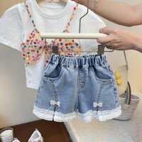 Quần Short Denim Bé Gái Mùa Hè 2023 Phong Cách Mới Thời Trang Quần Áo Trẻ Em Cho Bé Mùa Hè Mặc Ngoài Phù Hợp Với Quần Mỏng Hợp Thời Trang