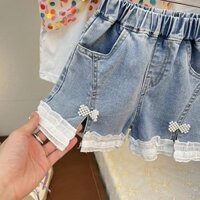 Quần Short Denim Bé Gái Mùa Hè 2023 Mới Thời Trang Quần Áo Trẻ Em Cho Bé Mùa Hè Mặc Ngoài Phù Hợp Với Quần Mỏng Hợp Thời Trang