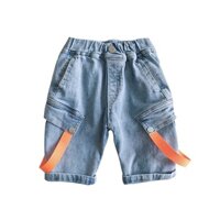 Quần Short Denim Cotton Nguyên Chất Đính Ruy Băng Thời Trang Mùa Hè Hàn Quốc Mới 2021 Cho Bé Trai