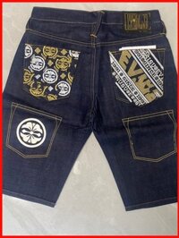 ♞,♘,♙Quần short Denim thêu chữ Evisu Quần năm điểm nam COD