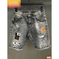 Quần Short Đùi Jean nam rin chất bò Ôm Basic Co Giãn Đen Rách Nhiều Màu HK16