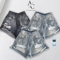 Quần Short Đùi Jeans Bò Rách Nữ Wash Màu Avocado, Quần Bò Ngăn Nữ Rách Cạp Cao Mùa Hè Hot Trend