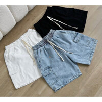 QUẦN SHORT ĐÙI JEANS CAO CẤP ỐNG RỘNG FORM UNISEX NAM NỮ (hình chụp thật)