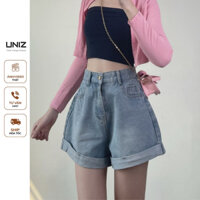 Quần short đùi jeans gập gấu cạp cao UNIZ Quansoocgapgau7458/P10K3