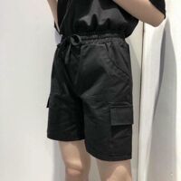 Quần short đũi kaki SmileZ unisex phong cách Ulzzang - Đen,L