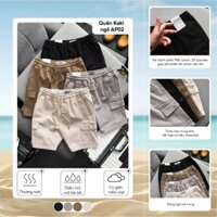 Quần Short Đùi Nam Nữ Túi Hộp Vải Kaki Hàn Quốc Màu Đen Be Nâu Phong Cách Streetwear Basic AP02