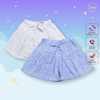 Quần short đùi nơ eo bé gái Bigfox Miss Meow size đại kiểu Hàn Quốc, quần xuất dư cho bé vải linen mềm cỡ 7-11 tuổi 30kg