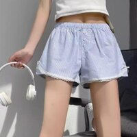 Quần Short Đùi Nữ Caro Louis19 Viền Ren Phối Nơ Q118 Chất Liệu Cao Cấp