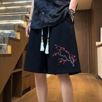 Quần short đường phố Trung Quốc Mùa hè Phong cách Trung Quốc In hình mận Nam hiphop Thể thao dáng rộng Quần thường ngày năm điểm20250327
