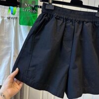 Quần Short Eo Cao Cấp NEXUSF, Có Túi Quần Ngắn Cotton Size Lớn, Cổ Điển Phù Hợp Với Màu Trơn Rời Quần Short Ống Rộng Bé Gái