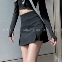 Quần Short Giả Váy Đen Cạp Cao Chữ A Xẻ Tà Dáng Ôm Đẹp - MINT Lala