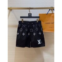 Quần short gió LV Đen họa tiết hoa vân to loang logo LV LA 1-1 on web DDT