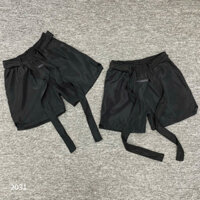 Quần short gió nam PB gió dù trơn thêu logo Essentials cao su phối cạp chun dây đai quần dài basic QS301P