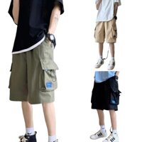 Quần short hộp rút dây, chất kaki mềm, 3 màu, unisex Nam Menswear Có Túi Ong