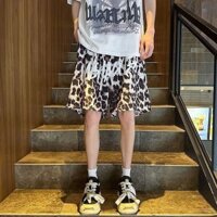 Quần short in họa tiết da báo bò ống đứng thiết kế cho nam quần thể thao bóng rổ hip hop mùa hè mới 2025